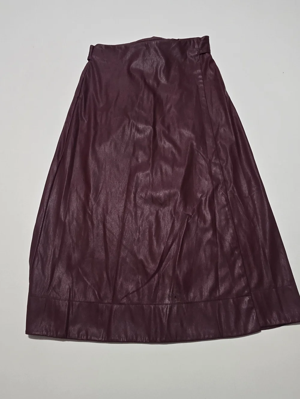 Toccin Burgundy Faux Leather Wrap Skirt Size M